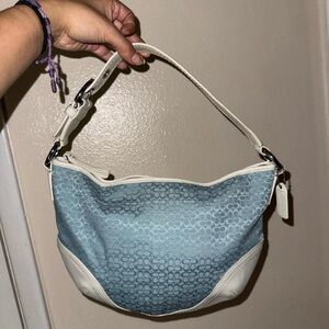 Coach Blue and Cream Shoulder Bag